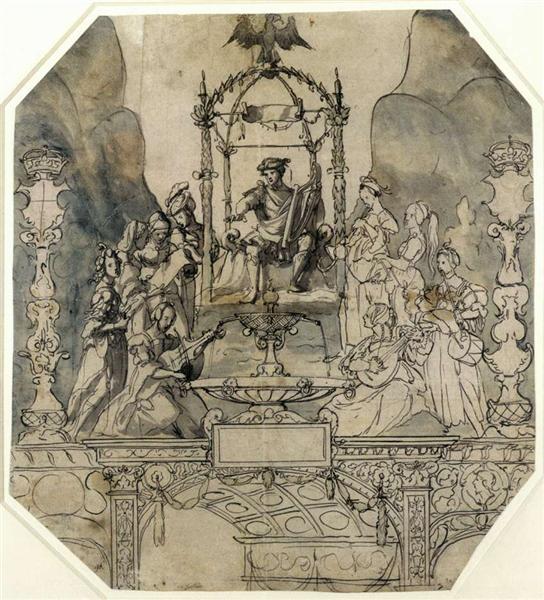 Аполлон і музи на Парнасі, 1533 - Ганс Гольбайн молодший