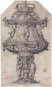 Design for a Table Fountain with the Badge of Anne Boleyn - Hans Holbein the Younger