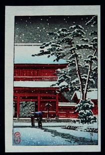 Snow at Zoji Temple - Kawase Hasui