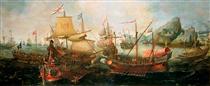 Attack on Spanish Treasure Galleys, Portugal - Hendrick Cornelisz Vroom