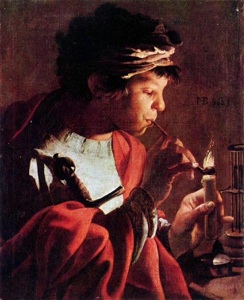 Boy Lighting a Pipe, 1623 - Хендрік Тербрюгген