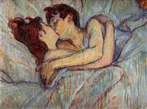 Na Cama, O Beijo - Henri de Toulouse-Lautrec