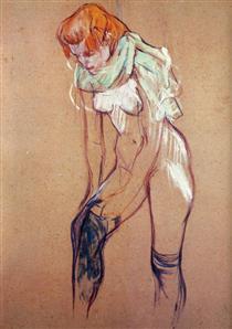Femme qui tire son bas - Henri de Toulouse-Lautrec