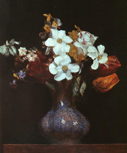 Narcissus and Tulips, 1862 - 方丹‧拉圖爾