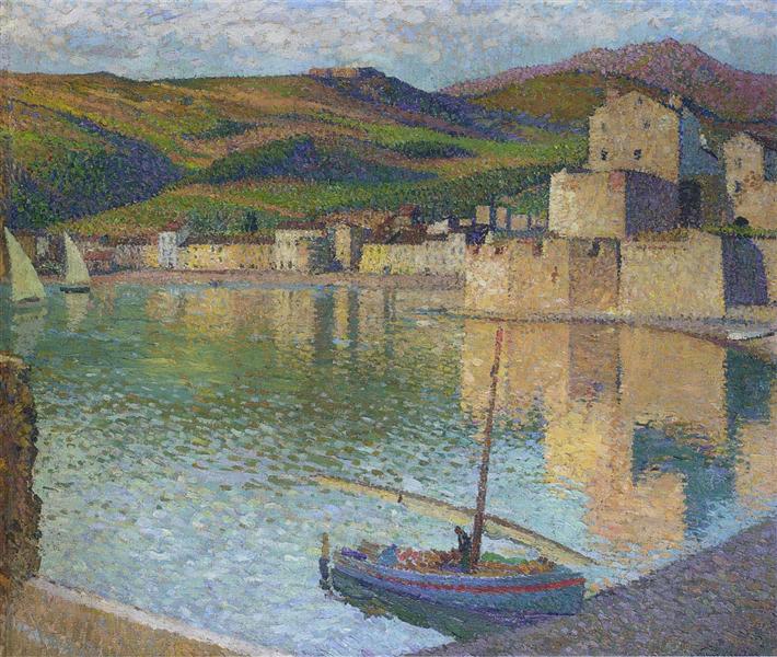 Blue Boat in Port Collioure, 1902 - Анрі Мартен