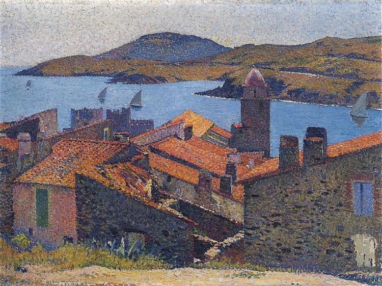 Collioure and Red Roofs - Анри Мартен