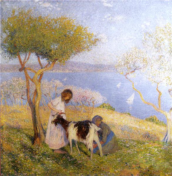 Landscape with the goat - Анри Мартен