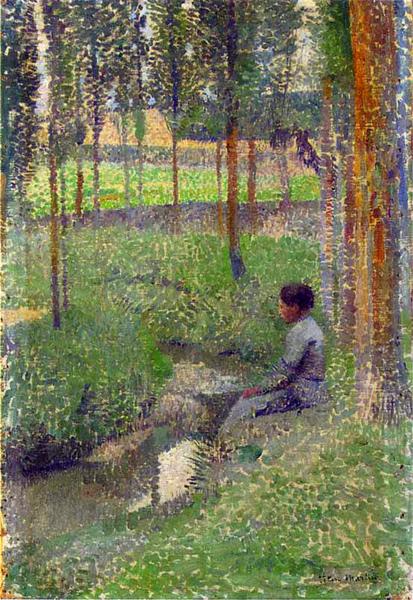 Woman at Edge of Forest - Henri Martin