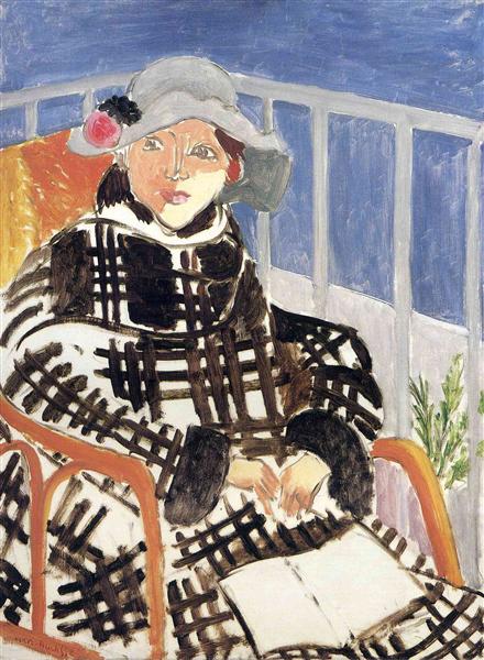 Mlle Matisse in a Scotch Plaid Coat, 1918 - 馬蒂斯
