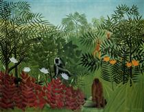 Tropical Forest with Apes and Snake - Henri Rousseau