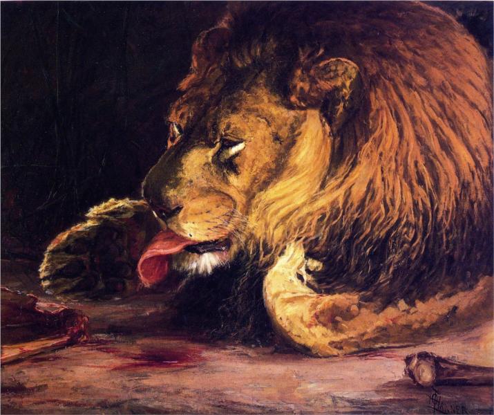 Lion Licking Its Paw, 1886 - Генрі Осава Танер