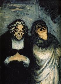 Comedy scene (scene from Molière) - Honoré Daumier