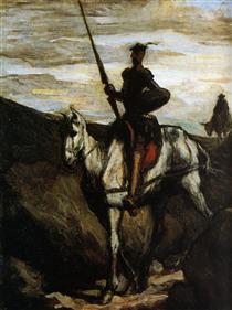 Don Quixote and Sancho Panza going to the wedding Gamaches - Honoré Daumier