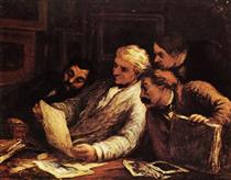 Four Amateur Print Lovers - Honoré Daumier