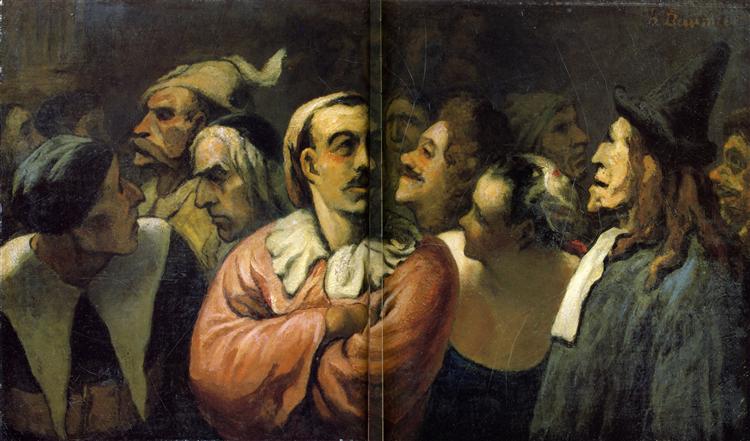 Group of Actors at Mid Body, the Former French Comedy, 1862 - 1865 - Honore Daumier