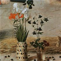 Flower (detail from the central panel of the Portinari Altarpiece) - Hugo van der Goes