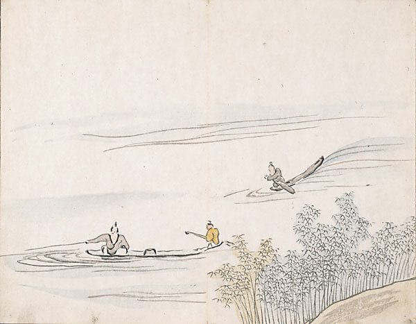 Untitled (figures fishing on boats) - Икэ-но Тайга