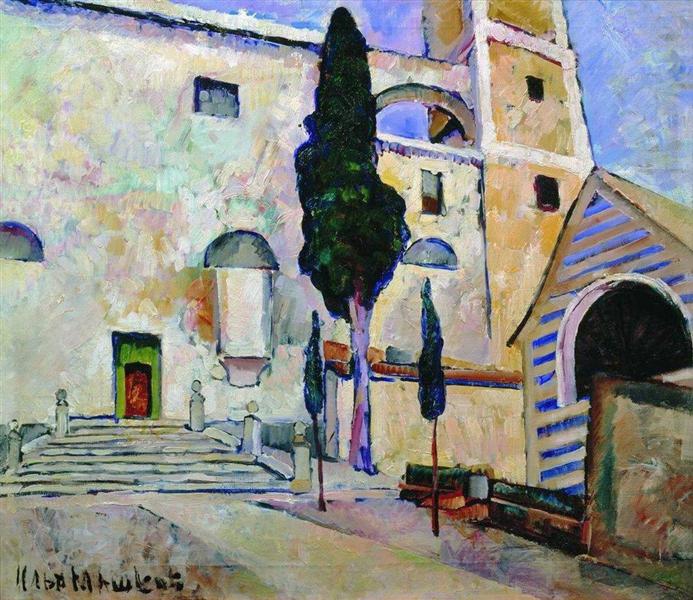 Cypress in the cathedral walls. Italy, 1913 - Ilja Iwanowitsch Maschkow