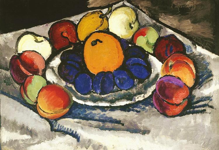 Fruit on the plate, 1910 - Iliá Mashkov