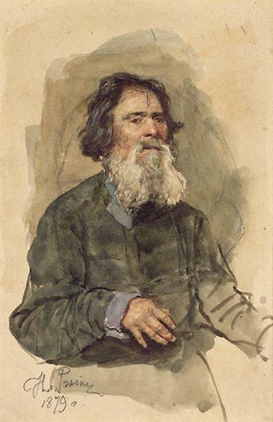 Portrait of a bearded peasant, 1879 - Ilia Répine