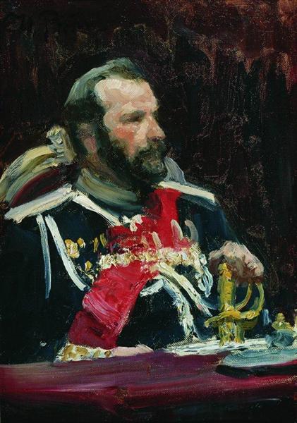 Portrait of War Minister, infantry general and member of State Council State Aleksei Nikolayevich Kuropatkin, 1903 - Ilya Repin