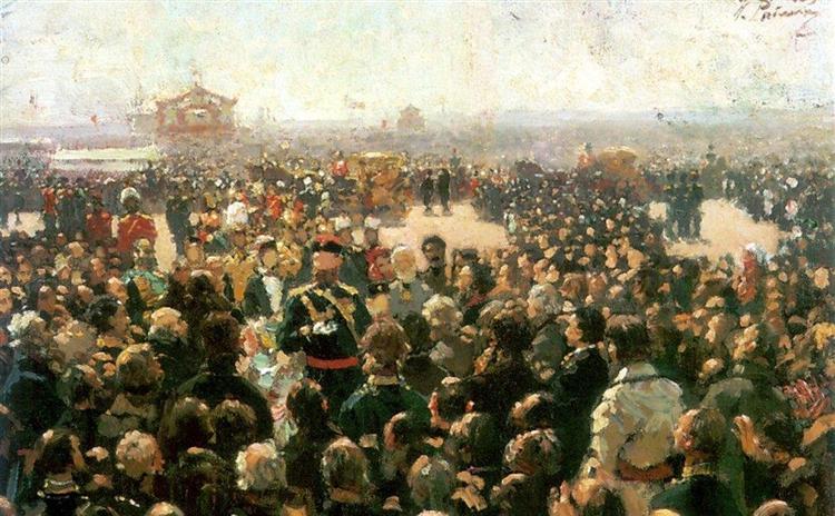 Reception for Local Cossack Leaders by Alexander III in the Court of the Petrovsky Palace in Moscow, 1885 - 列賓