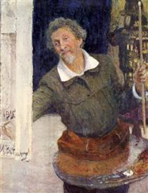Self portrait at work - Ilya Yefimovich Repin