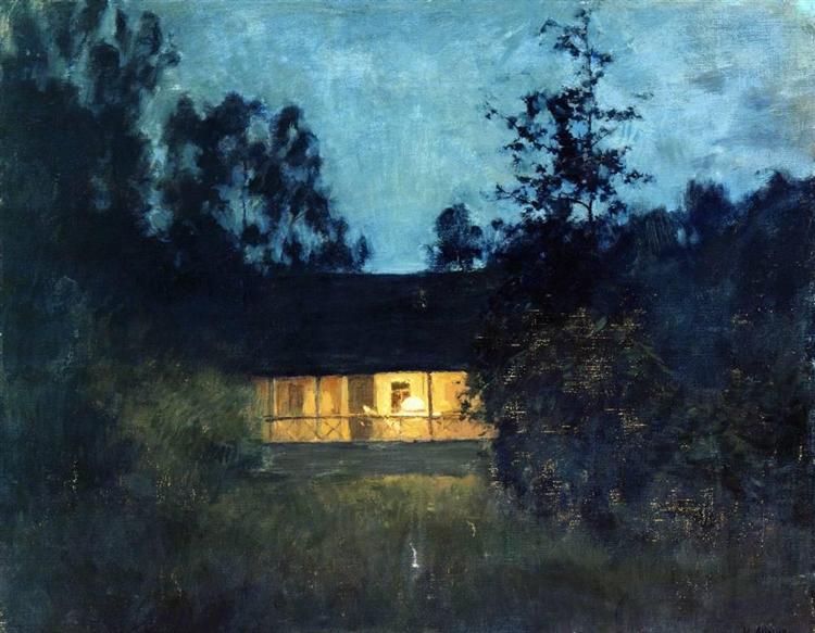 At the summer house in twilight, c.1895 - Isaak Iljitsch Lewitan