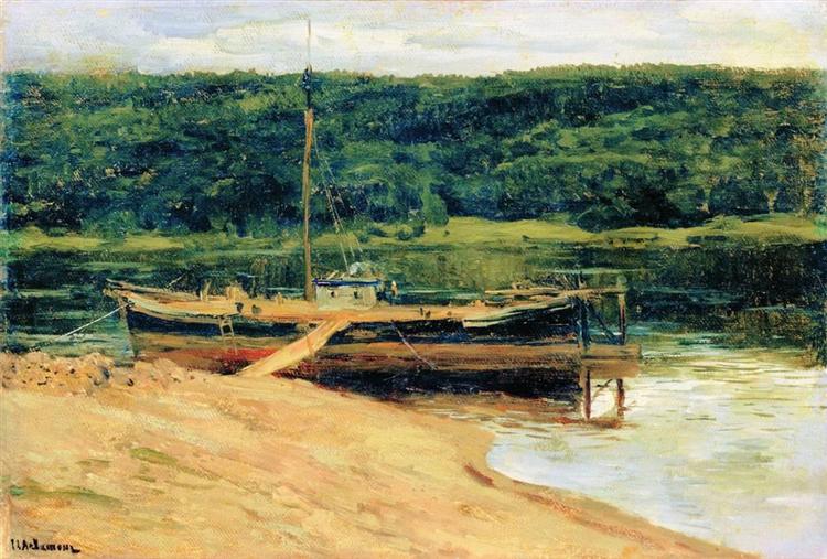 Серый день. Лес над рекой., 1888 - Исаак Левитан