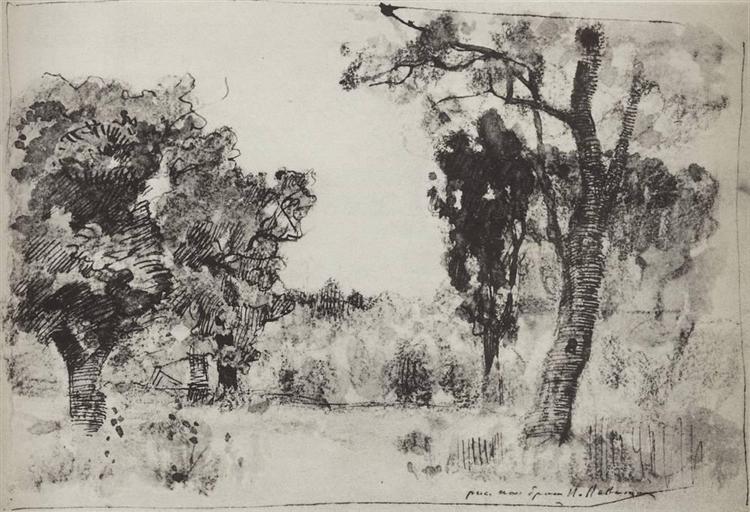 Деревья на опушке леса, c.1895 - Исаак Левитан