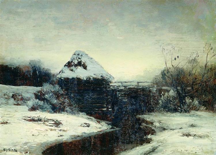 Winter landscape with mill, 1884 - Isaak Iljitsch Lewitan