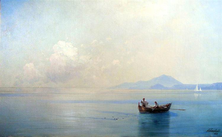 Calm Sea. Landscape with fishermen, 1887 - 伊凡·艾瓦佐夫斯基