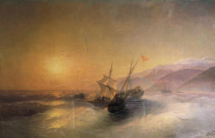 Взятие русскими матросами турецкой лодки, 1880 - Иван Айвазовский