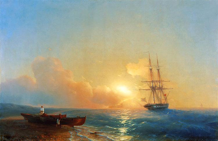 Fishermen on the coast of the sea, 1852 - Ivan Konstantinovich Aivazovskii
