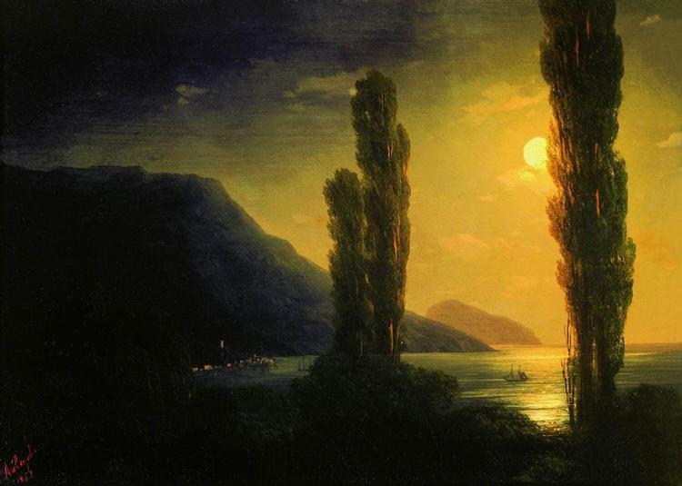 Лунная ночь. Окрестности Ялты, 1863 - Иван Айвазовский