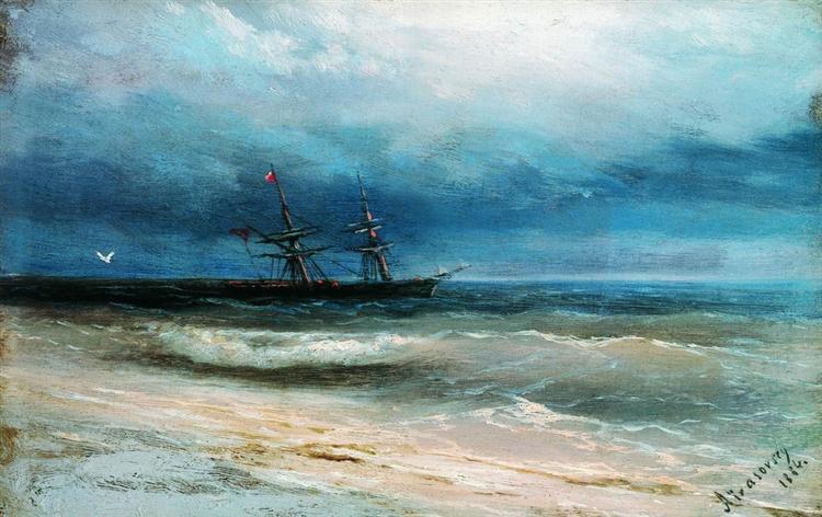 Sea with a ship, 1884 - Iwan Konstantinowitsch Aiwasowski