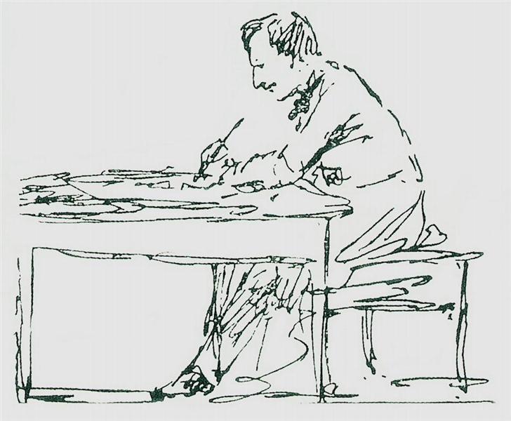 Автопортрет за письменным столом, 1880 - Иван Айвазовский