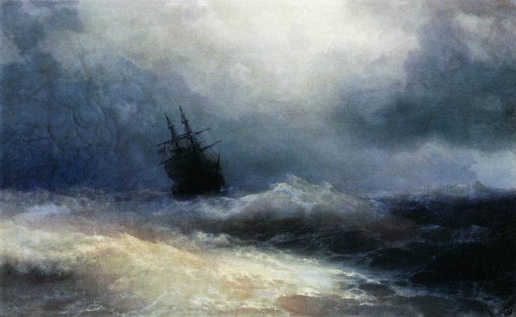 Ship in a storm, 1887 - Iván Aivazovski