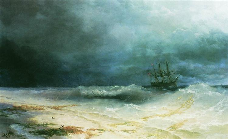 Ship in a storm, 1895 - Iván Aivazovski