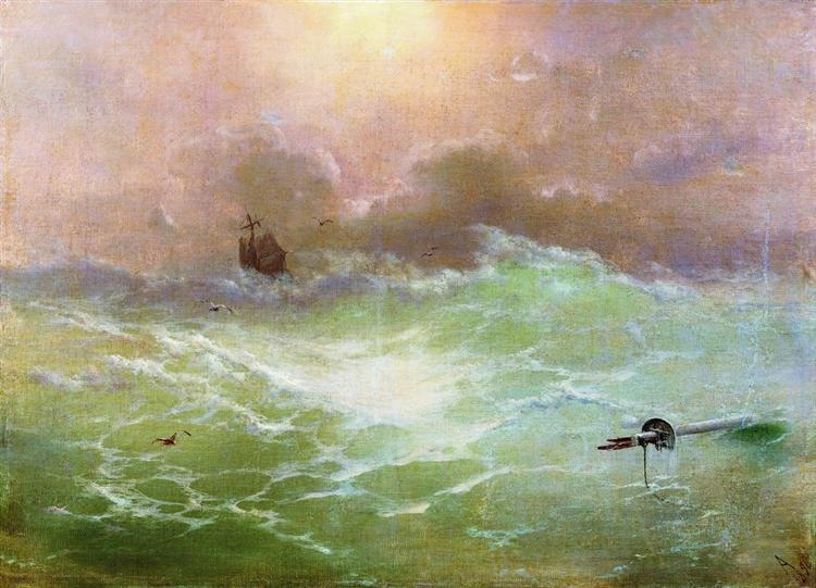 Ship in a storm, 1896 - Iván Aivazovski