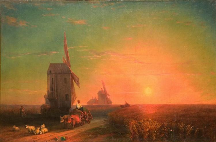 Sunset. Mill - Iván Aivazovski