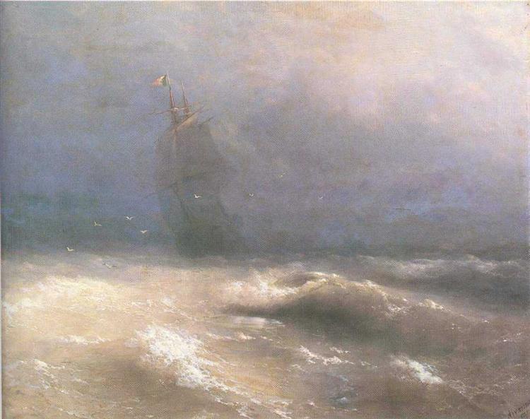 Tempest by coast of Nice, 1885 - Ivan Konstantinovich Aivazovskii