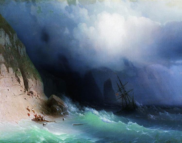 Кораблетроща біля скель, 1870 - Іван Айвазовський