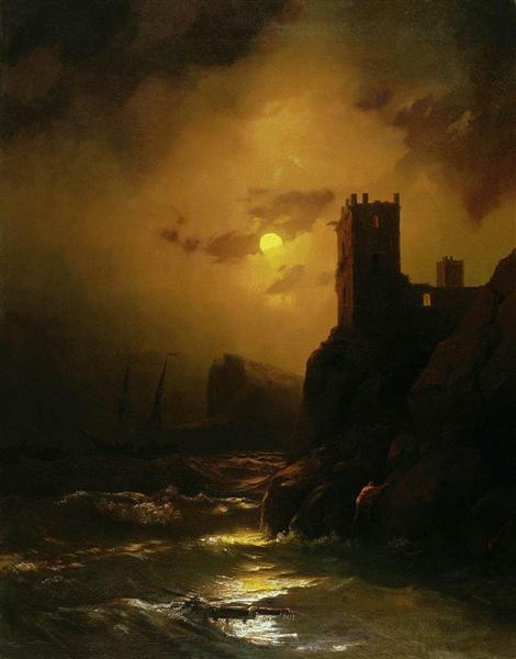 Tower. Shipwreck, 1847 - Ivan Aïvazovski