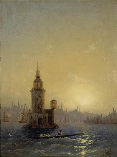 View of Leandrovsk tower in Constantinople, 1848 - Iwan Konstantinowitsch Aiwasowski