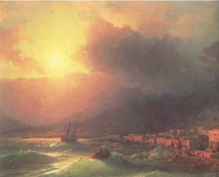 View of Yalta in evening, 1870 - Iván Aivazovski