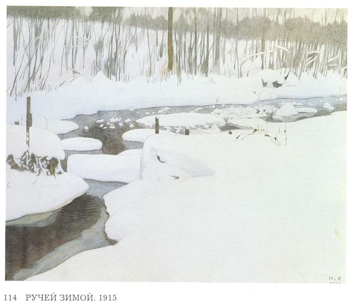 Creek in winter, 1915 - Iván Bilibin