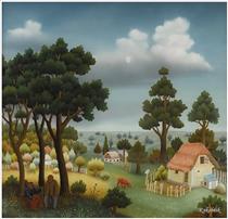 Landscape with Two Figures - Иван Генералич