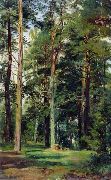 Meadow with pine trees - Ivan Shishkin