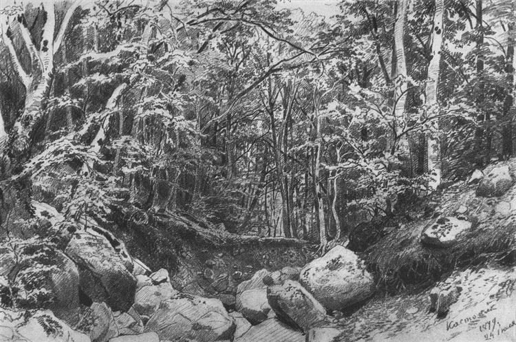 On the mountain Castel near Alushta, 1879 - Iwan Iwanowitsch Schischkin
